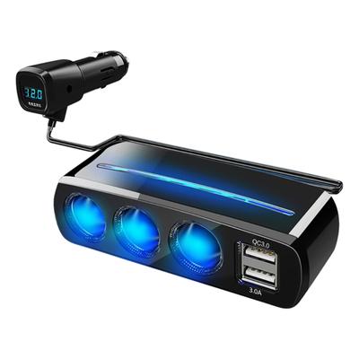 4 In 1 Charging Adapter Splitter 120W 3 Socket Car Charging Adapter Adapter USB Adapter Voltage Display