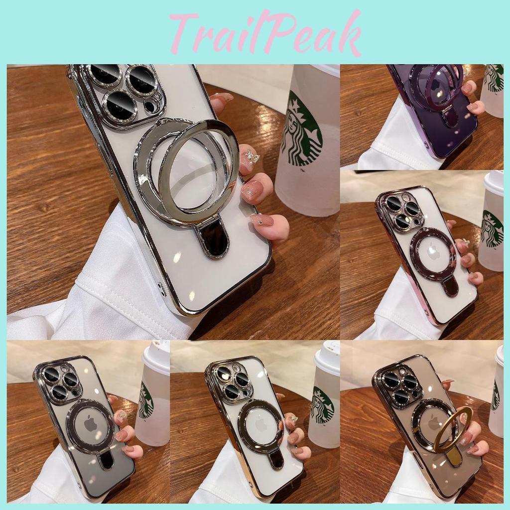 Magnetic Mobile Clear Phone Cases For Iphone 16 Shockproof Ring Cover Stand