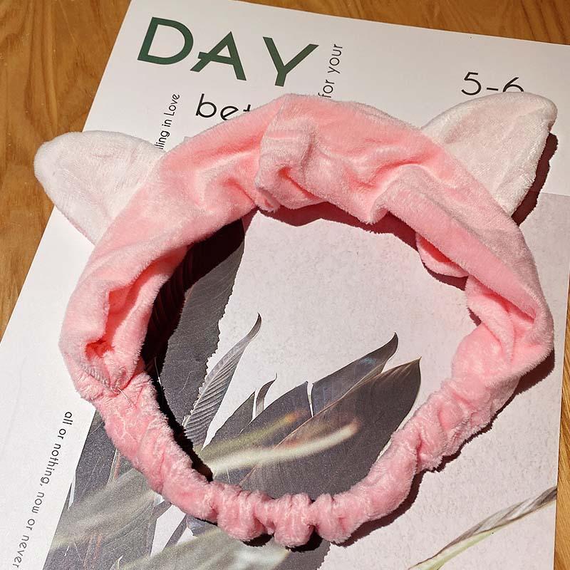 Cintas para el pelo para lavar la cara, diadema suave cálida lana color Coral con lazo, diadema con orejas de animales para mujeres y niñas, turbante, accesorios para el cabello a la moda
