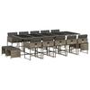 VidaXL 15-piece Garden Dining Set Grey Cushions Braided Resin 3278119