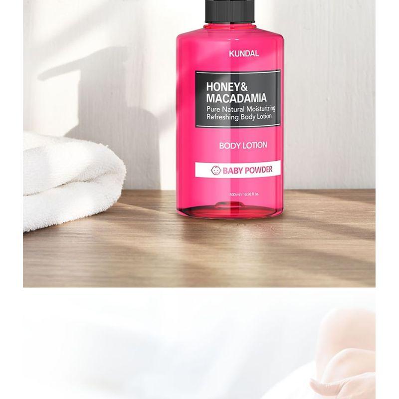 KUNDAL Loção Corporal Hidratante Refrescante Pura Natural de Mel e Macadâmia - 7 Tipos