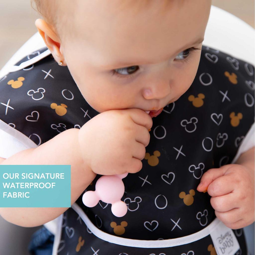 bumkins Disney Collaboration Bib Set of 3 Japanese Super Soft and Machine Washable and Waterproof Mealtime Bib for Babies Love Minnie Oil-Resistant