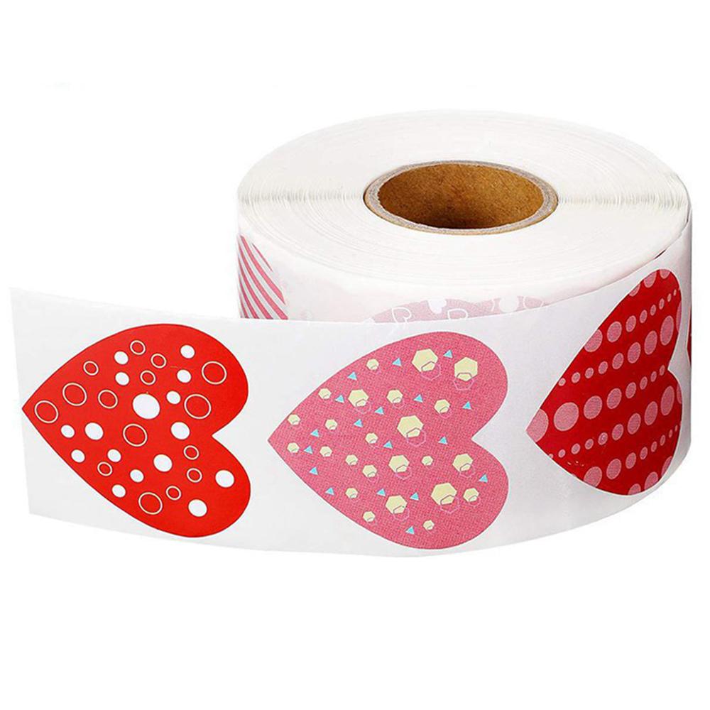 50-500pcs Red Heart Shape Labels Valentine's Day Paper Packaging Sticker Candy Dragee Bag Gift Box Packing Bag Wedding