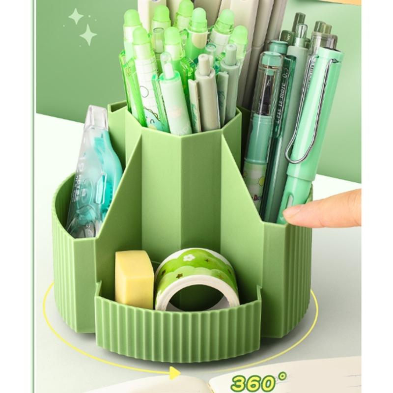360 Degree Rotating Pen Holder Desk Organizers Pencil Holder 5 Compartments Art Supply Organizers Makeup Supplies Holder