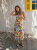 2025 Resort Style Spaghetti Strap Fruit Print Casual Dress for Women