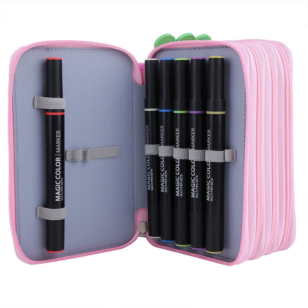 72 Slots Colorful Student Fabric Pen Bag Pencil Pouch Box Sketch Drawing Brush Holder