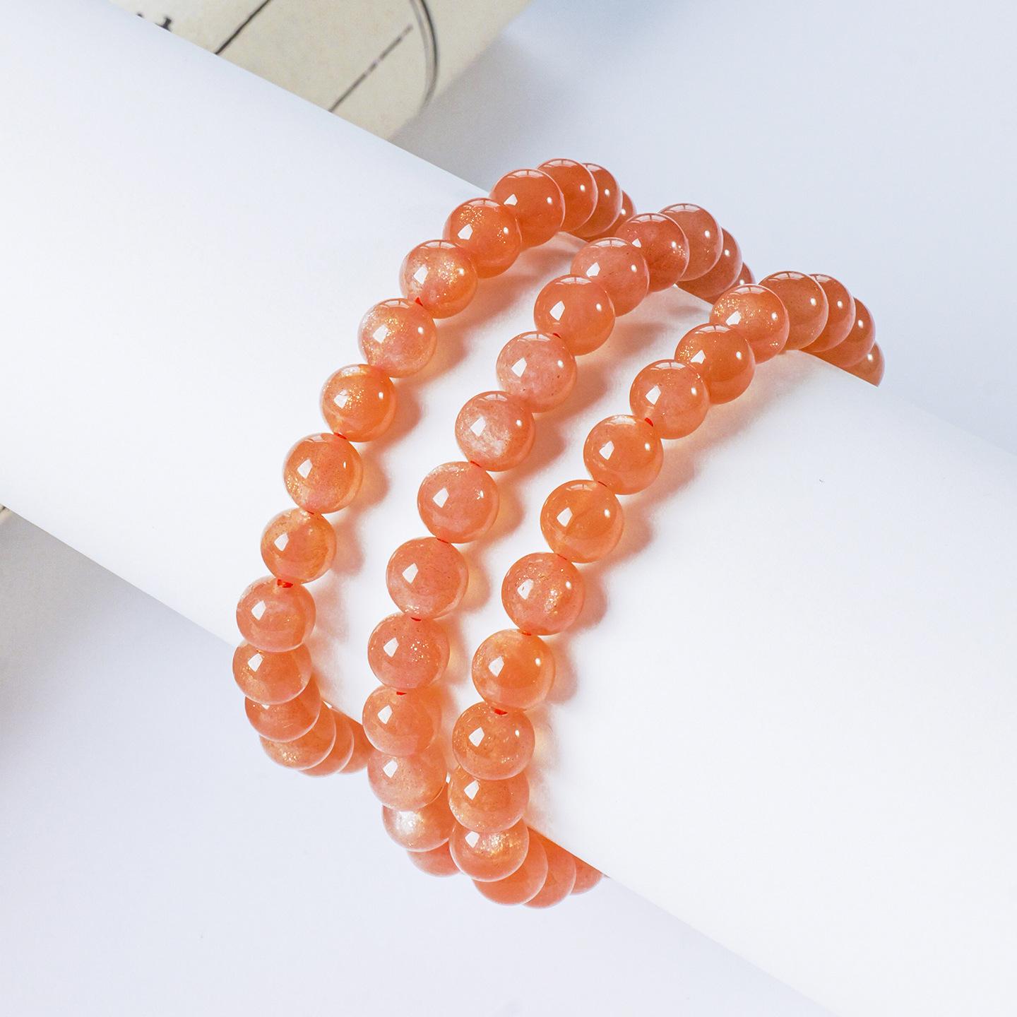 

Runya Crystal 7A Grade Sunstone & Orange Moonstone Round Bead Bracelet - Natural Loose Spacer Beads 7~7.7mm Single Strand (Approx. 26 Beads)