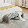 Modern Armless Chenille Upholstered Bed Bench with Channel Tufting, Chaise Longue & Stool for Living Room, Bedroom, Entryway, Gray