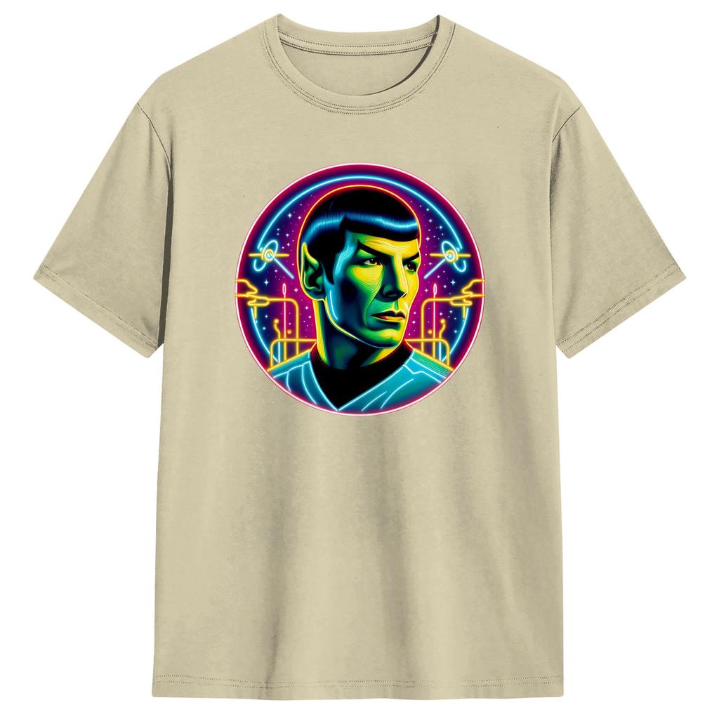 Vintage TShirt Summer Stars Treks Spock Ruminations In Neon Novelty T Shirts Cotton Tshirt for Men Y2K Basic Plus Size Top Tees
