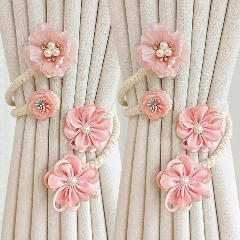 Fermaglio per Tenda a Fiore Fatto a Mano Elegante Decorativo Clip Fermatenda Fibbia Legaccio per Soggiorno e Camera da Letto