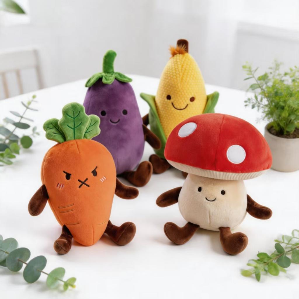 35cm Cute Mushroom Vegetable Plush Toy,Soft Carrot Broccoli Onion Corn Pumpkin Stuffed Pillow,Kawaii Plant Dolls Gifts for Kids