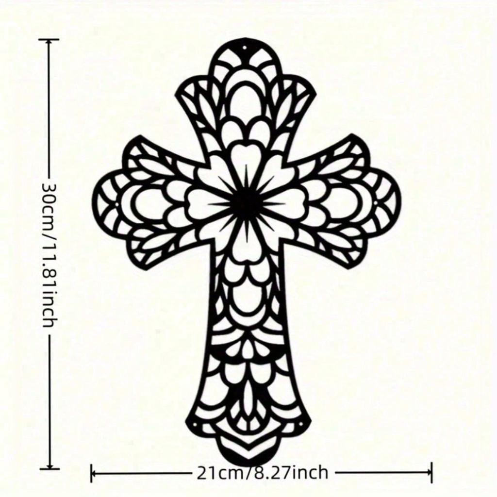Rustic Iron Cross Wall Decor – Christian Religious Art for Home, Office, Gift