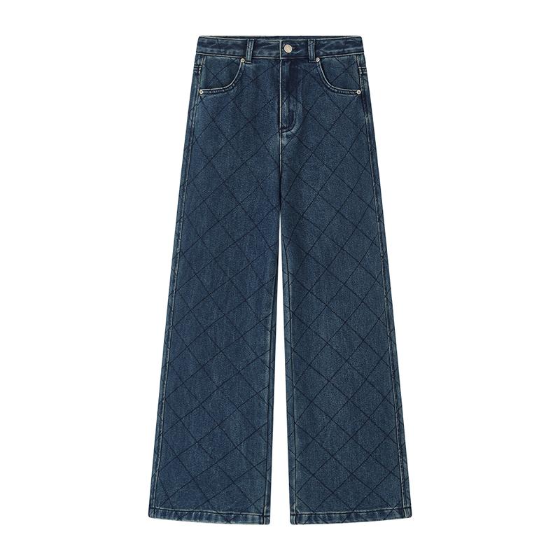 ELLE KIDS Girls  Retro Diamond Fleece Straight-Leg Jeans 130