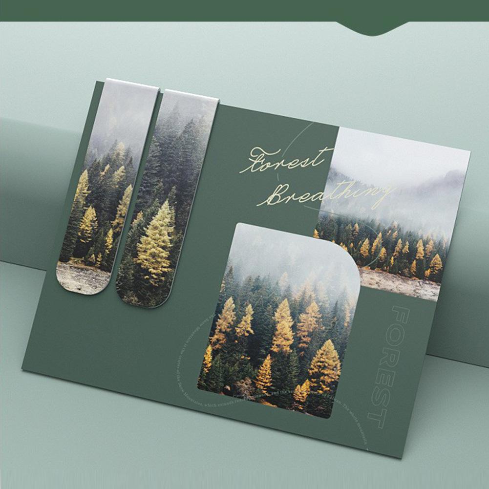Forest Landscape Themed Magnetic Bookmark Magnet Page Marker Magnetic Page Clip For Students Teachers Book Marks Reading Tools