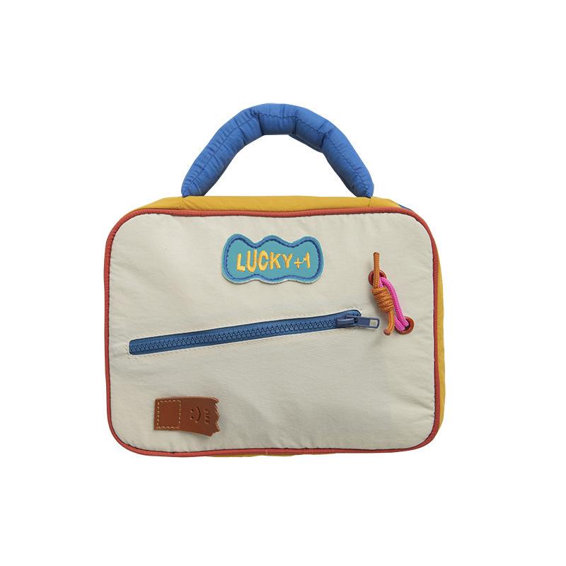 

Cute Color Block Portable Toiletry Bag: High-Capacity, Multi-Compartment Cosmetic Organizer