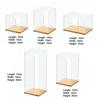 Transparent Acrylic Acrylic Display Case Stackable Design No-glue Assembly Dustproof Cover Wooden Bottom Display Box