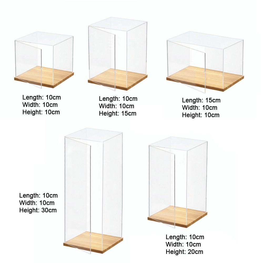 Transparent Acrylic Acrylic Display Case Stackable Design No-glue Assembly Dustproof Cover Wooden Bottom Display Box