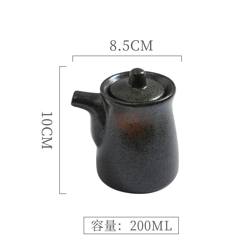 Japanese Retro Ceramic Oil Pot Household Kitchen Utensils Seasoning Pot Oil Vinegar Seasoning Bottle Kitchen Ceramic Tableware