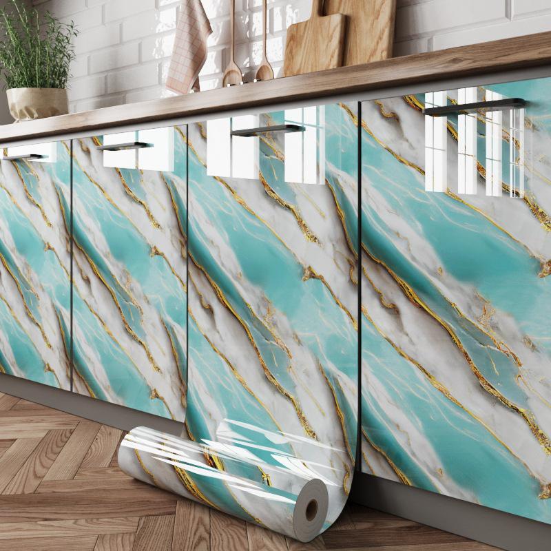 Wodoodporna Samoprzylepna Naklejka Kuchenna w Stylu Marmuru na Szafki i Meble