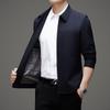 Luxury 2025 Spring/Autumn Men's Casual Lapel Jacket - Mid-aged Cadre Style, Perfect for Father's Wear.