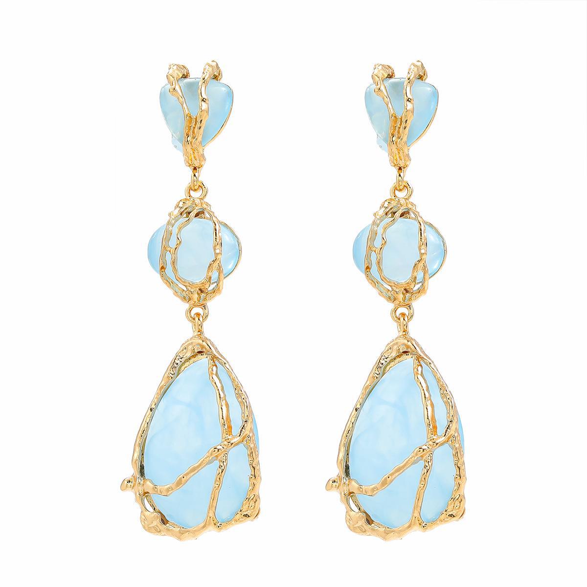 

Багатошарові жіночі сережки зі сплаву в богемному стилі синій