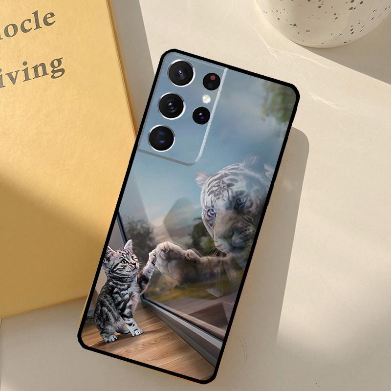 Cool Animal Big Cat Tiger Phone Case For Samsung Galaxy S25 S20 S21 S22 S23 S24 Ultra S9 S10 Plus S25 FE Cover Shell