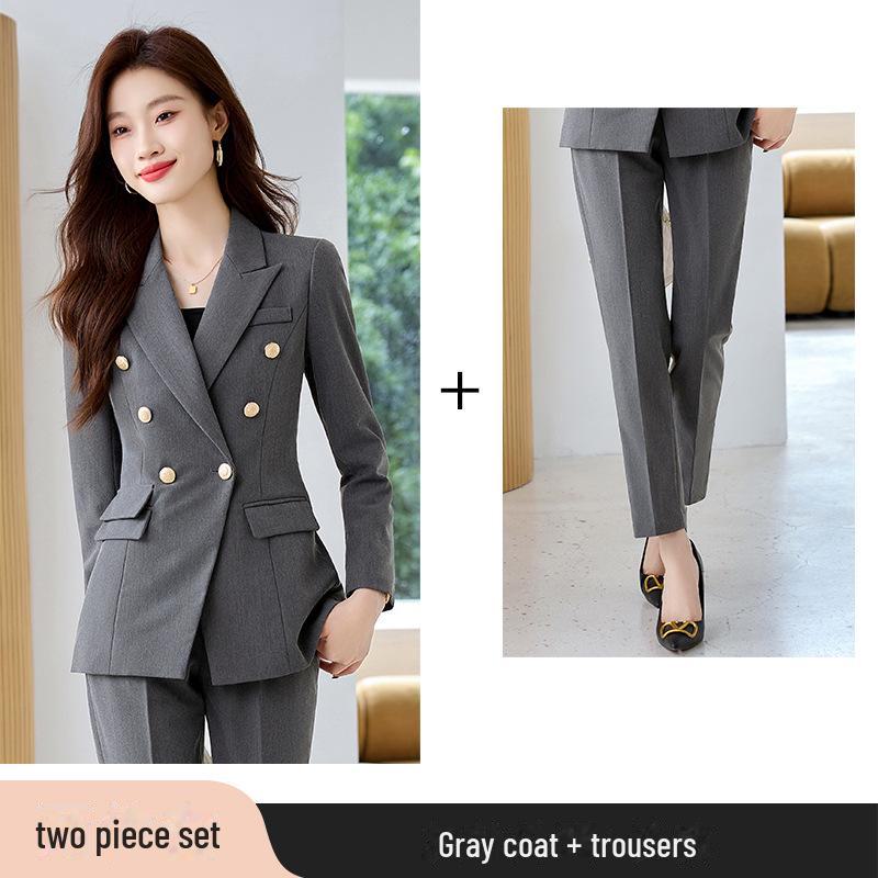 2024 Women's Gray Autumn/Winter Professional Casual Suit Jacket