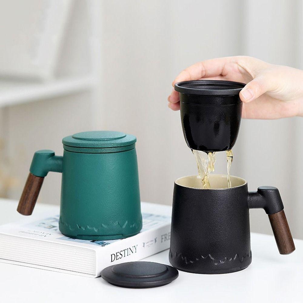Kung Fu tesett med trehåndtak 400 ml keramisk tekopp personlige gaver