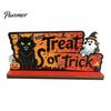 Halloween Room Tabletop Decor Pumpkin Haunted House Letter Ornament, Wooden Ornaments Spooky Festive Desk Decoration for Party Props Unique