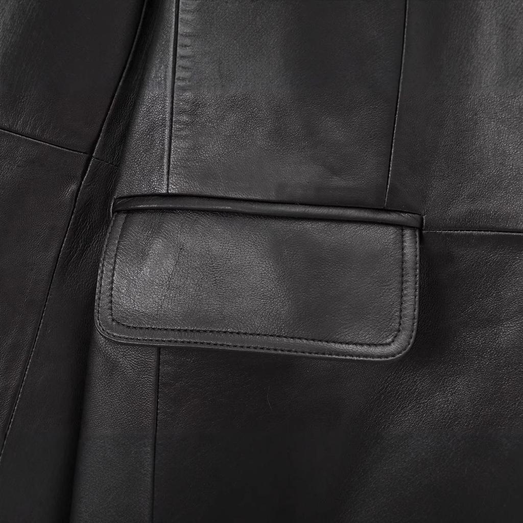 2025 Women's Casual Faux Leather Lapel Jacket - European & American Style