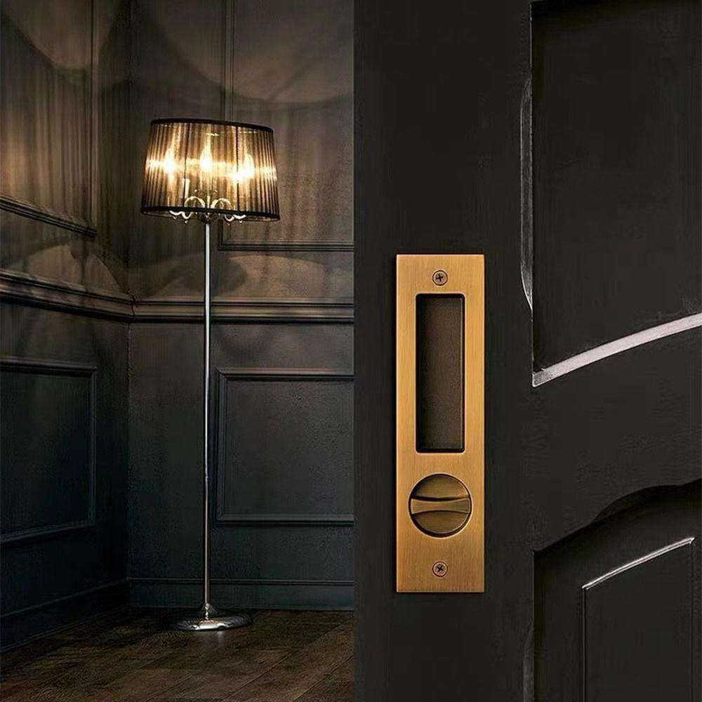 New Zinc Alloy Sliding Door Lock Interior Door Anti-theft Door Pull Lock Hidde Furniture Hidde Handle Lock Sliding Door