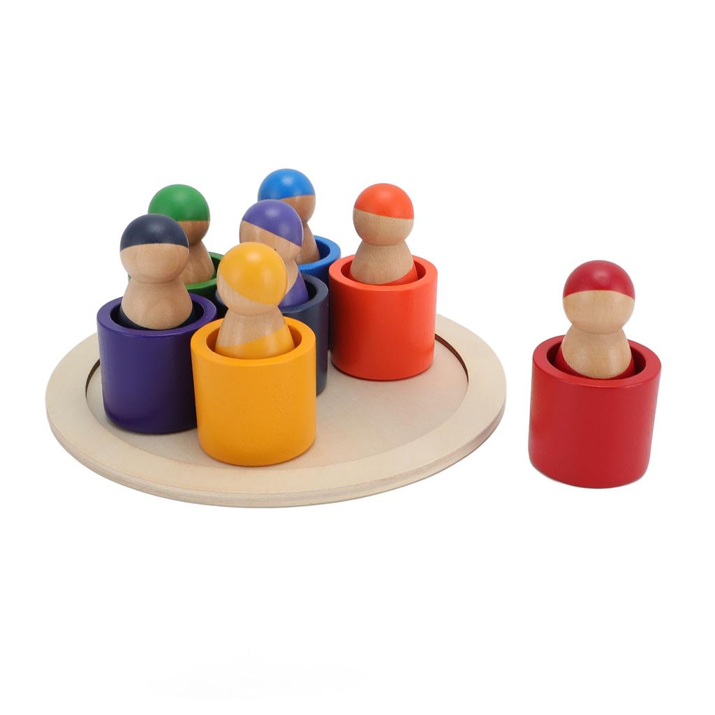 Holzfiguren in Tassen Hands-on Koordination Pädagogisch zum Lernen Farbsortierung und Zählen Holzfigur