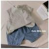Kids Cotton Sleeveless Vest Striped T Shirt Unisex Loose Fit Korean Trendy Top