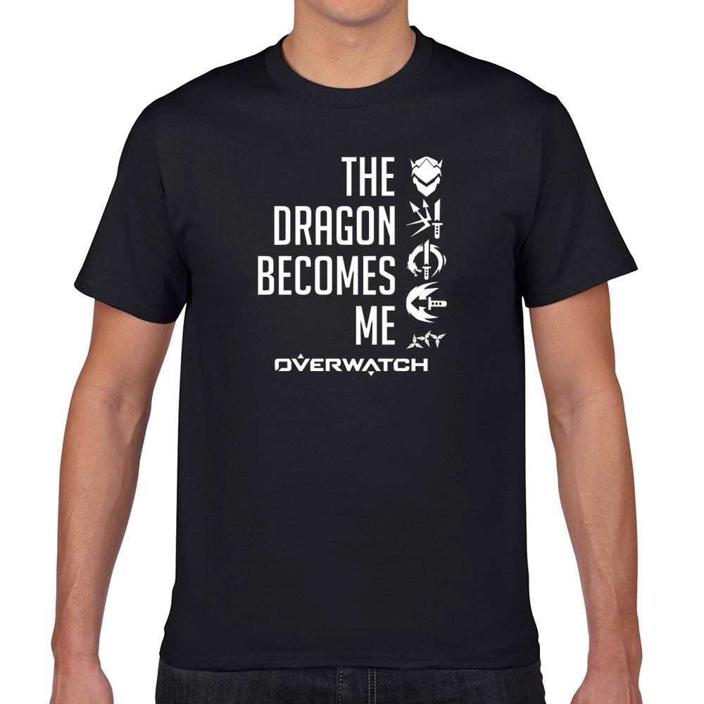 Mens T Shirts 100% Cotton Overwatch Hanzo Genji Shimada Brothers Dragon Printing T-Shirt Casual Fashion Unisex O-neck Tops Tees