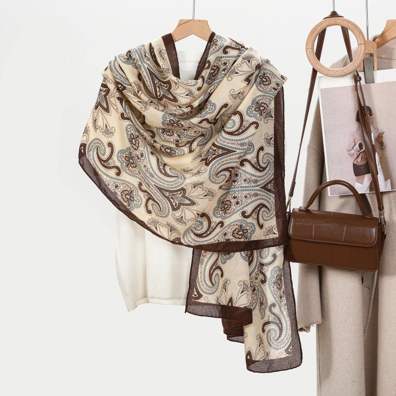 Women's Printed Scarf Spring and Autumn Two-color Cashew Large Size Scarf Summer Beach Shawl Wholesale