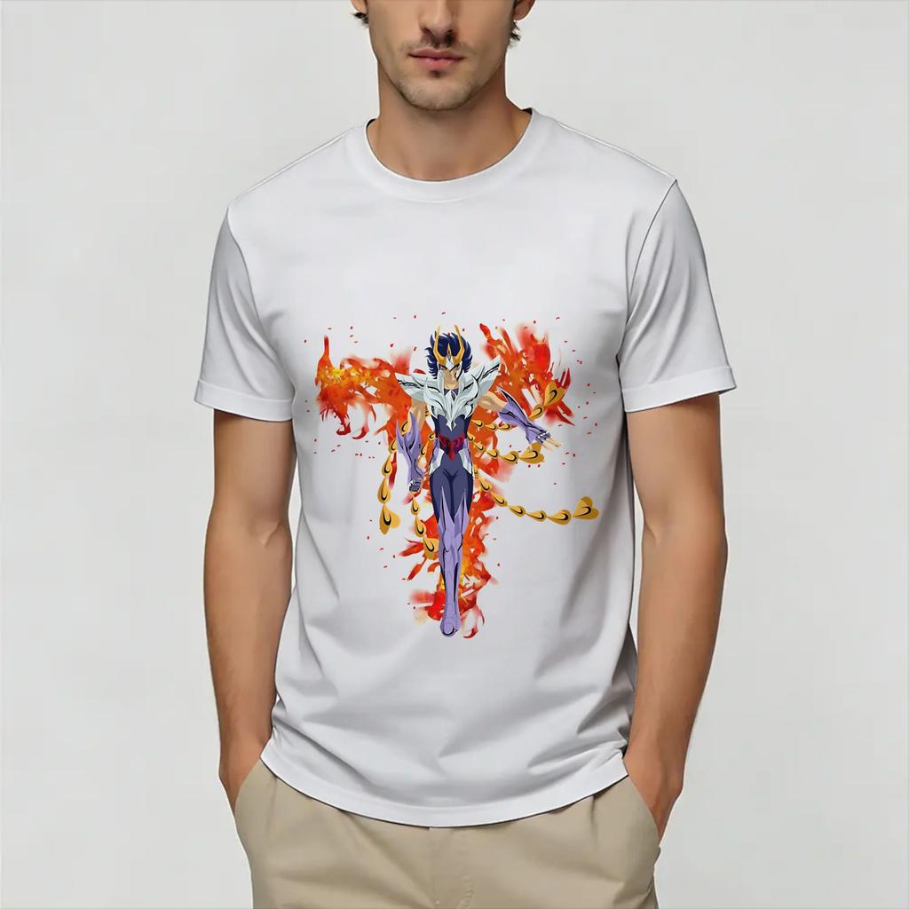 Unisex TShirt Ikki Saint Seiyas Unique Pure Cotton Tee Shirt Short Sleeve T Shirt Round Collar Clothing Graphic Printed