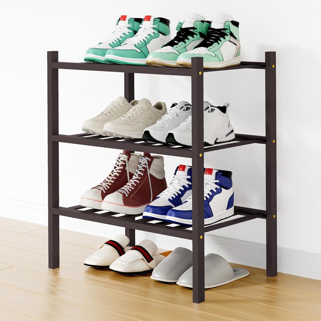 Olanly Bamboo Shoe Organizer Quality Expandable Shoe Rack Stackable Free Standing Wooden Shoe Storage Shelf For Entryway Closet