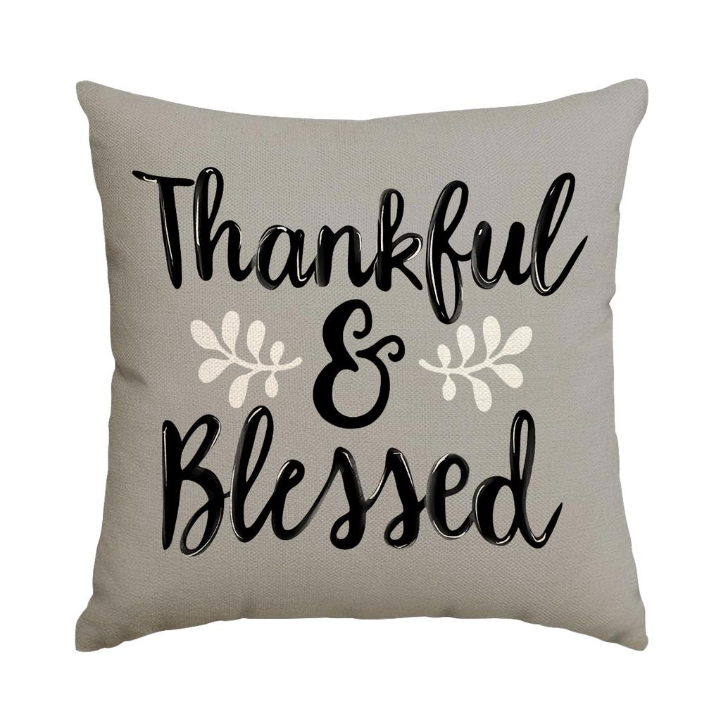 1 \ 4Pcs Autumn Thanksgiving Pillow Cover With Bow Truck Pattern Backrest Cover, Suitable For Room Living Room (No Pillow Core)