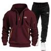 Mens Winter Hooded Tracksuit Long Sleeve Top Pants Set Multi Pockets Casual Sportswear