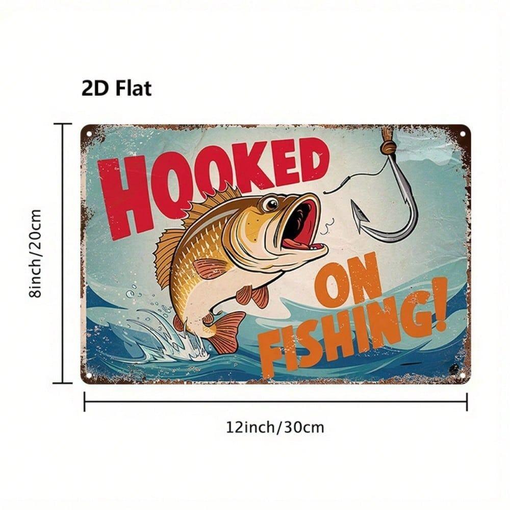 Vintage Fishing Metal Sign Wall Art Decor for Garage Bar Man Cave
