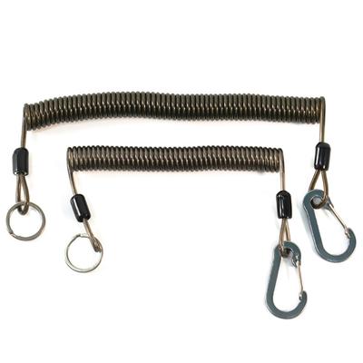 Fishing Lanyard Spring Coil with Carabiner Spring Coil Keychain Anti Lost Retractable Coil Cord Stretchy Spirals Keyring