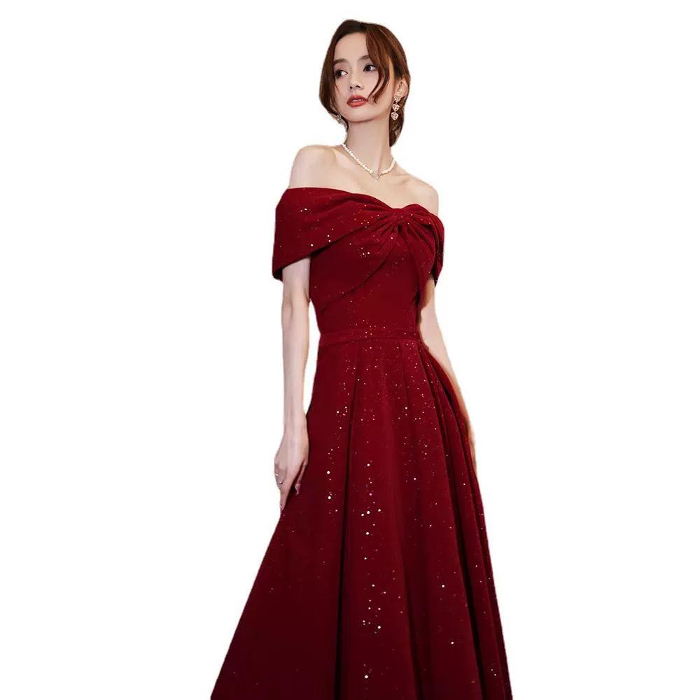 Toast Bride 1011 New Red Shoulder Engagement Dress Usually Wear Back Door Dress Small Man