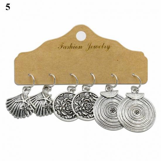 3 Pairs Boho Gypsy Earrings Tribal Ethnic Tassel Turquoise Ear Hook Drop Dangle₊