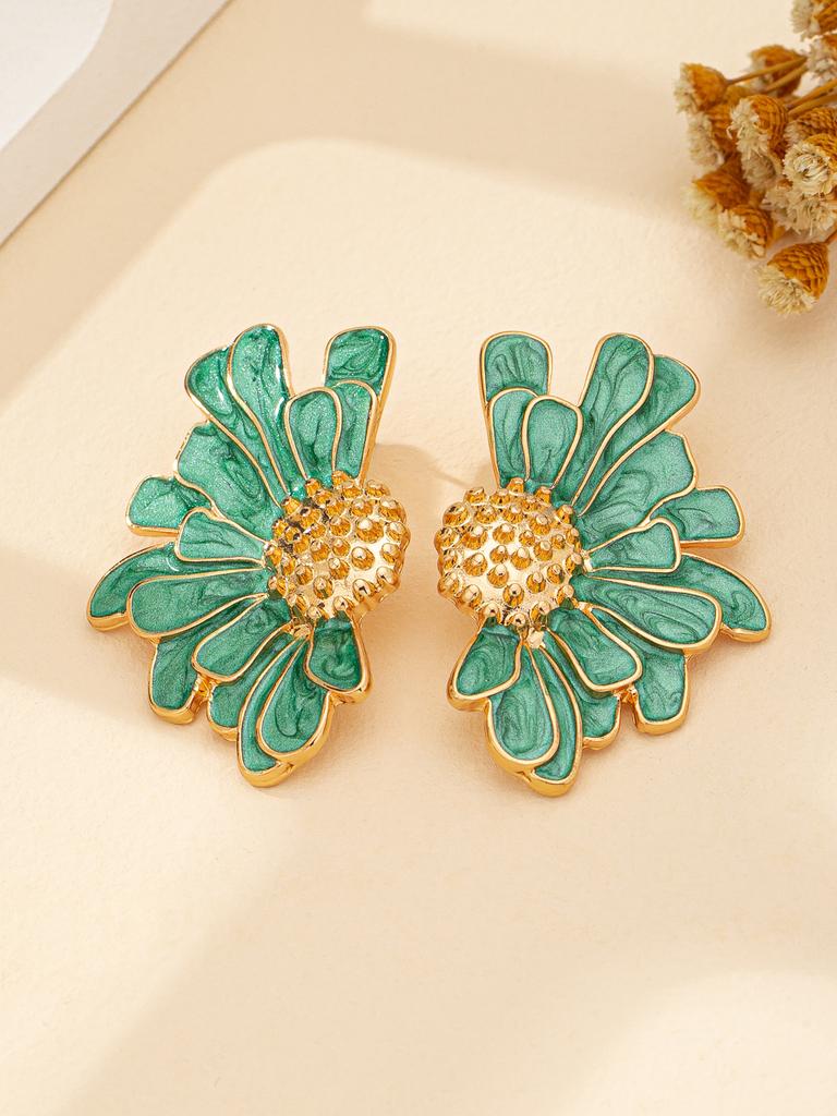 E-Commerce Alloy Enamel Earrings Fashion Trend Flower Earrings Simple And Fresh Flower Stud Earrings Jewelry