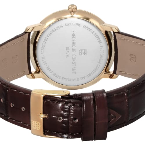 Frederique Constant Slimline Watch, White Dial, 245VA5S5, Men's, Brown