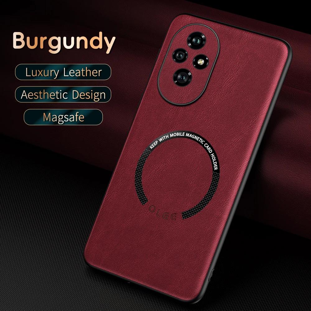For Honor 300 300 Pro 300 Ultra 200 200 Pro 200 Lite Fine Hole PU Cow Grain Leather Outer Magnetic Ring Soft Edge Phone Case
