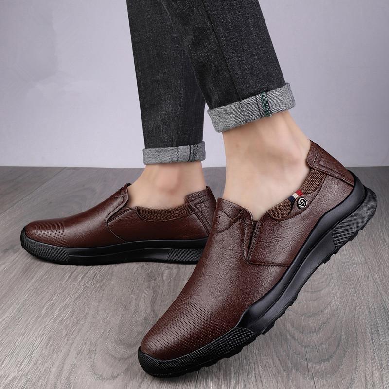 Fashion Genuine Leather Mens Loafers Non Slip Walking Flats Breathable Outdoor Slip On Casual Shoes Male Driving Sneakers Business Shoes