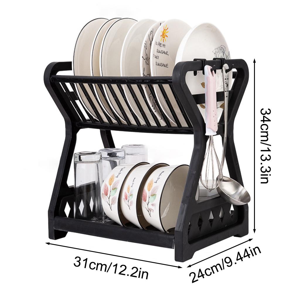 Storage Rack, Drain Rack, Bowl Rack, Kitchen Storage Rack, Double-Layer Dish Rack Storage Dish Drainer Dish Dryer Organizer Shel