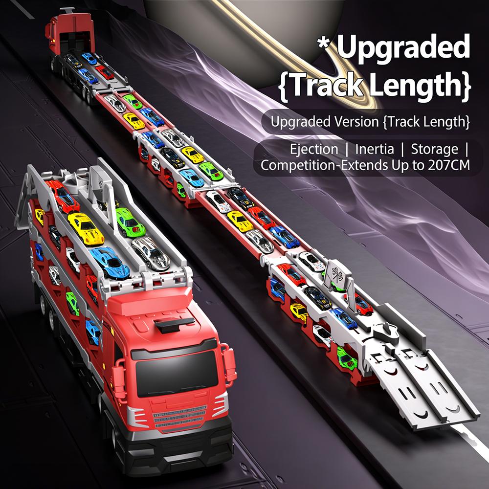 High-Speed Transformable Cargo Truck Launcher – 207cm Competitive Racing Track for Kids