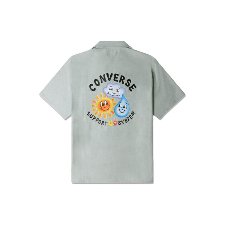 

New Converse Shirt Men s Gray Green 10024751-A01 M